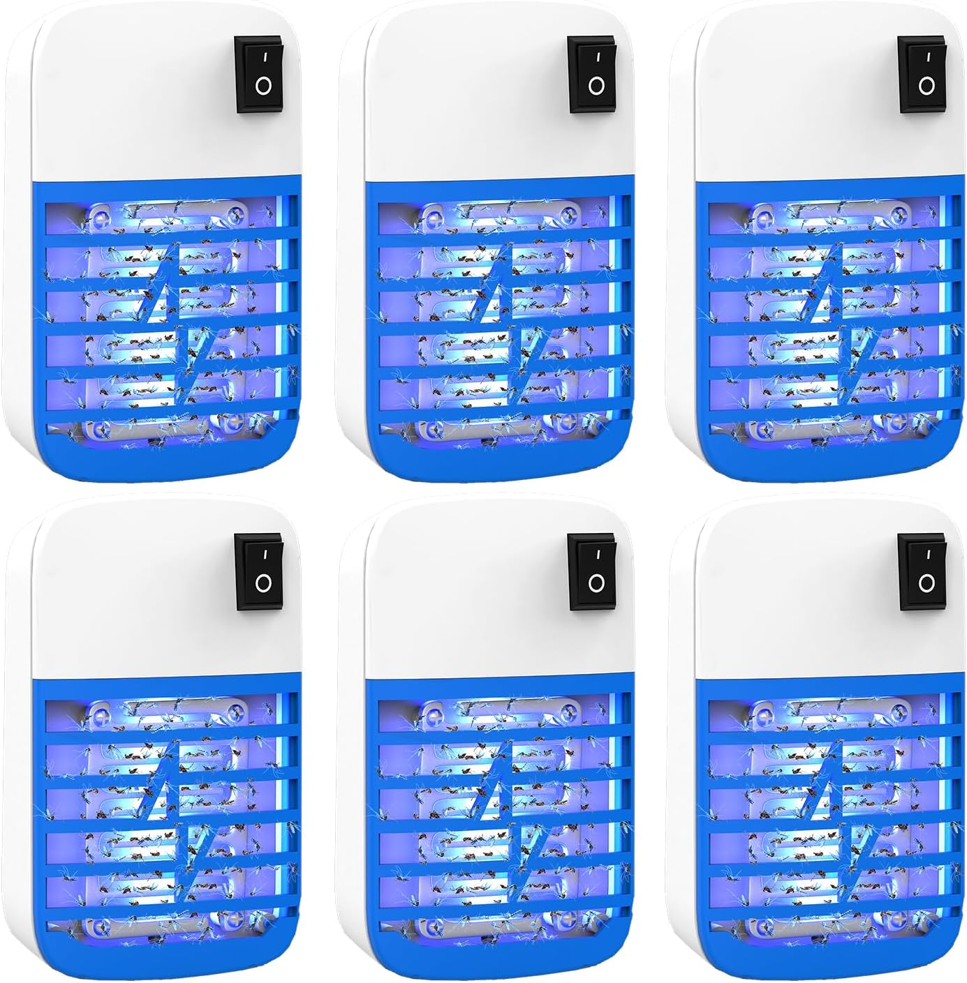Bug Zapper Indoor, Fly Trap for Indoors, Electronic Mosquitoes Killer Mosquito Zapper with Blue Lights for Living Room, Home, Kitchen, Bedroom, Baby Room, Office(6 Packs)