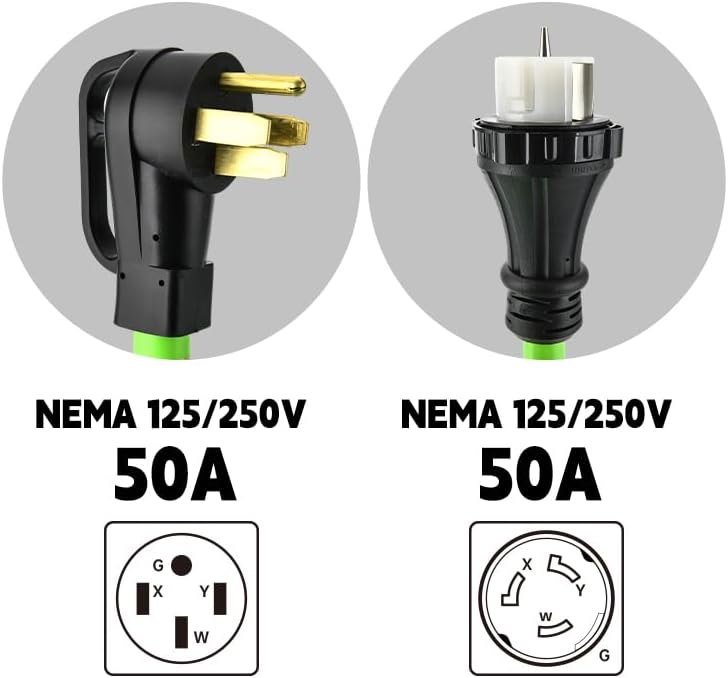NEMA 14-50P to SS2-50R 25FT RV Generator Extension Cord 125/250V 50 Amp 14-50P Male Connector to SS2-50R Twist Lock Female RV Connector for RV EV Camper Generator