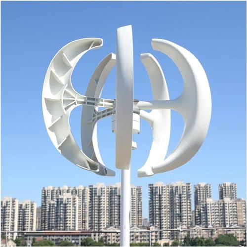 12000W Wind Turbine Generator - 12V/24V/48V/110V/220V, 5 Blade Vertical Wind Generator, 3 Phase AC Permanent Magnet, Complete Wind Turbine Kit with Controller for Hybrid Wind Solar Systems, White