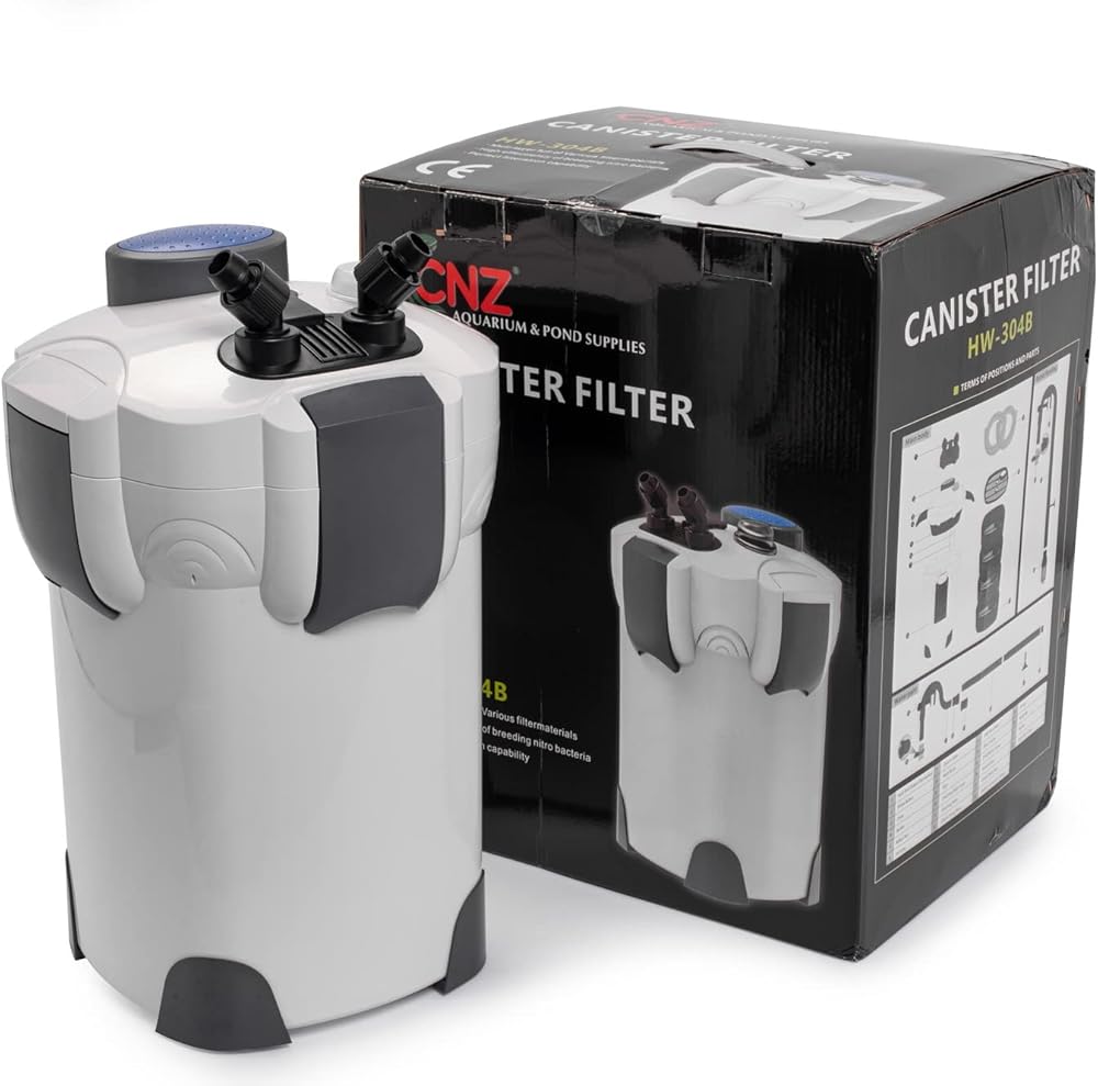 CNZ HW-304B 525GPH Canister Aquarium Filter with Meida Kits,White