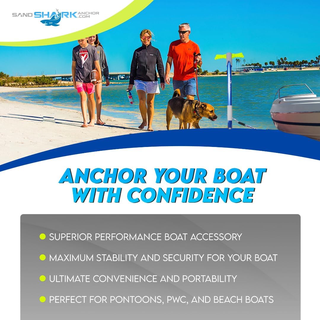 SandShark Supersport 3.0 Shallow Water Anchor - Great Jet Ski, PWC, Pontoon Boat Accessory - Adjusts 29