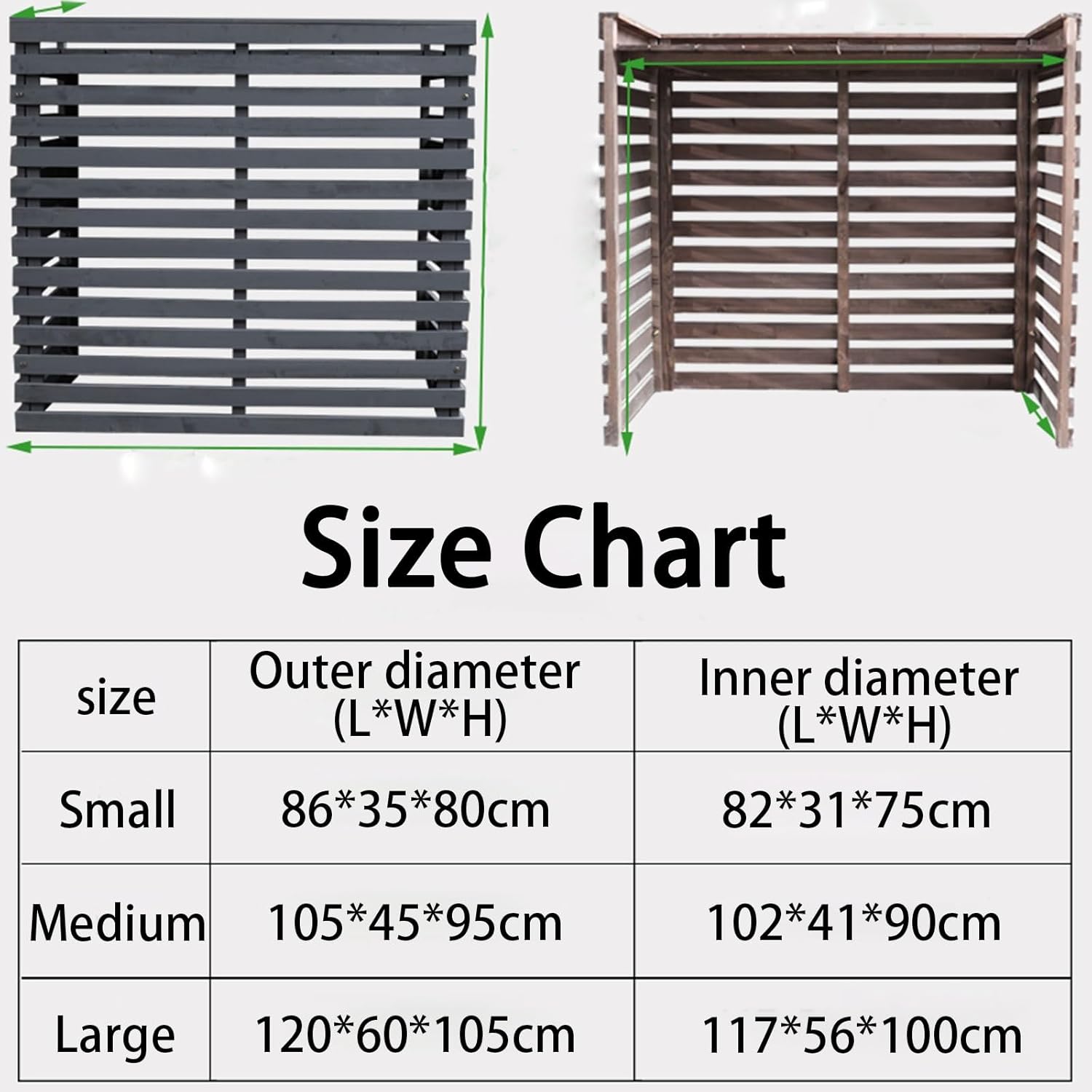 Air Conditioner Fence for Outside Units Solid Wood Air Conditioner Cover Plant Storage Outdoor Privacy Screen Hide Air Conditioner (Color : Natural, Size : Large)