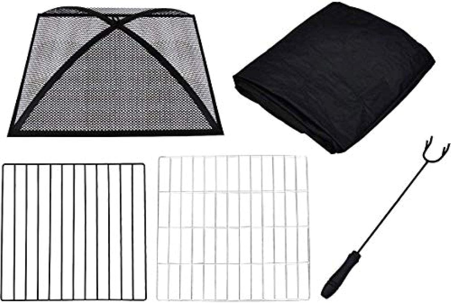 Fire Pit BBQ Grill Fire Bowl Square Outdoor Garden and Patio Heater Pit Square Metal Brazier for Barbecue Multifunction Outdoor Brazier