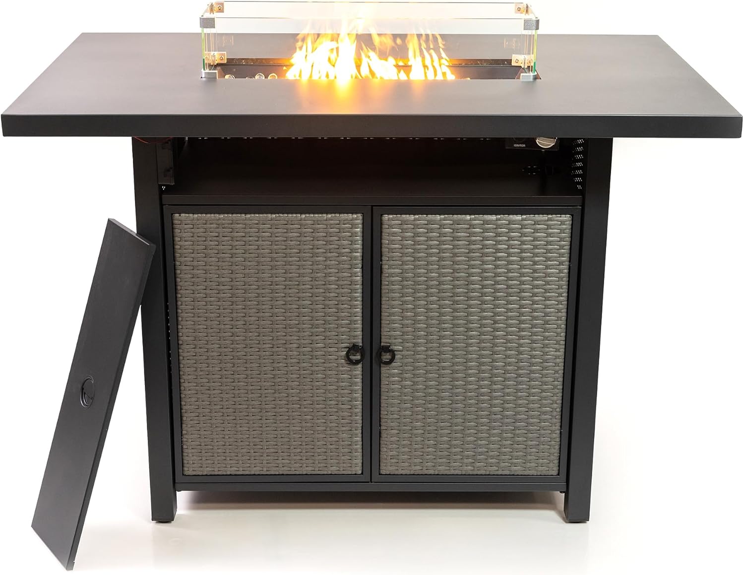 Propane Bartable Height Firetable - 55 Inch Outdoor Gas Fire Pit Table - 40,000 BTU Rectangular Fire Table for Warmth and Ambience - Outdoor Fire Table for Patio Deck Garden Backyard