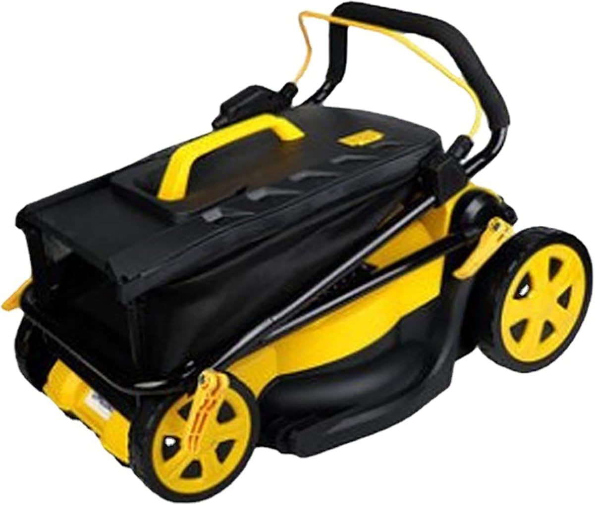 Hand Pushed Cordless Lawn Mower 40V Collection Bag Folding Lawn Mower with Adjustable Height Including 2 Batteries and Charger,Yellow
