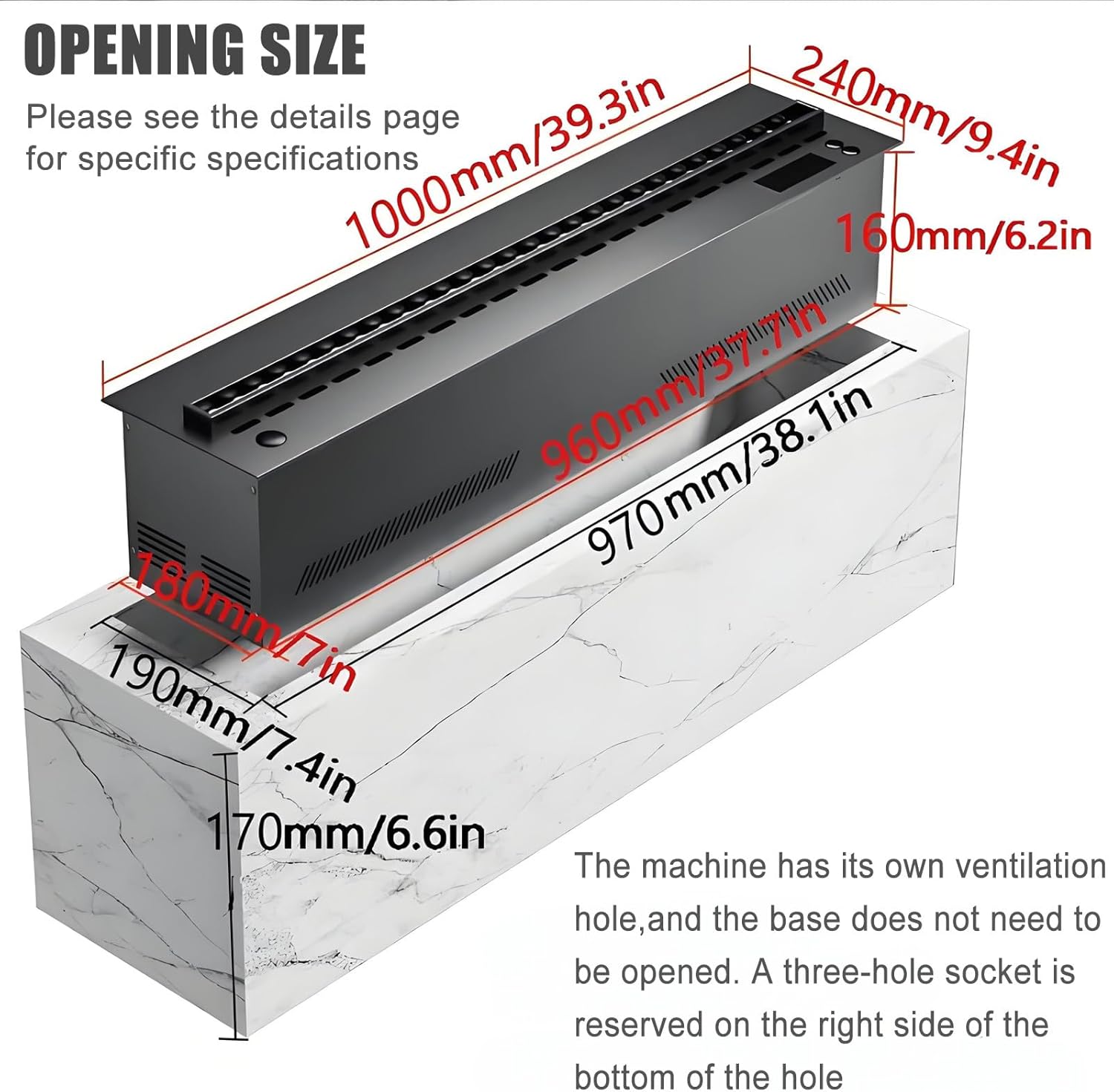 New Atomized Electric Fireplace,70cm-100cm/27.6-39.4 Inches Fireplace for Bedroom, Chiminea Electrica para Sala 3D Simulated Touchable Steam Flame with 7 Flame Colors 100cm/39.4in