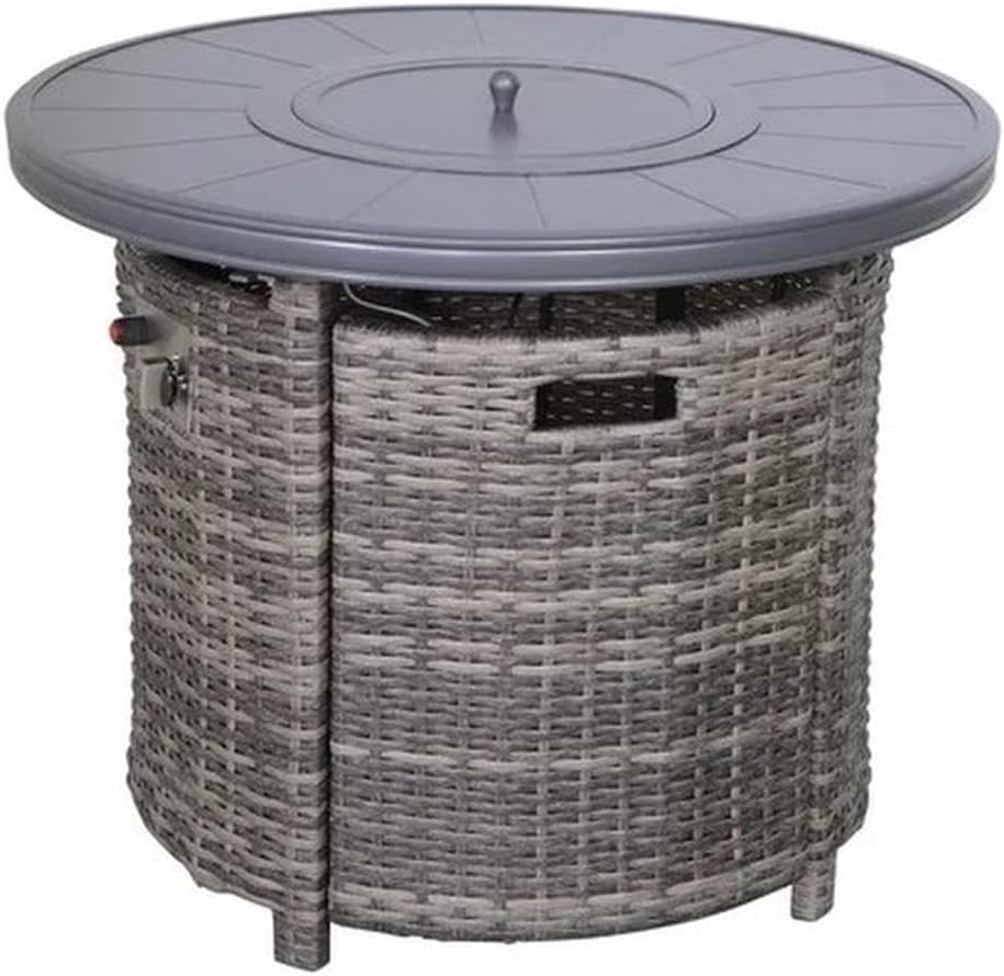 Living Source 25'' H x 32'' W Outdoor Fire Pit Table with Lid