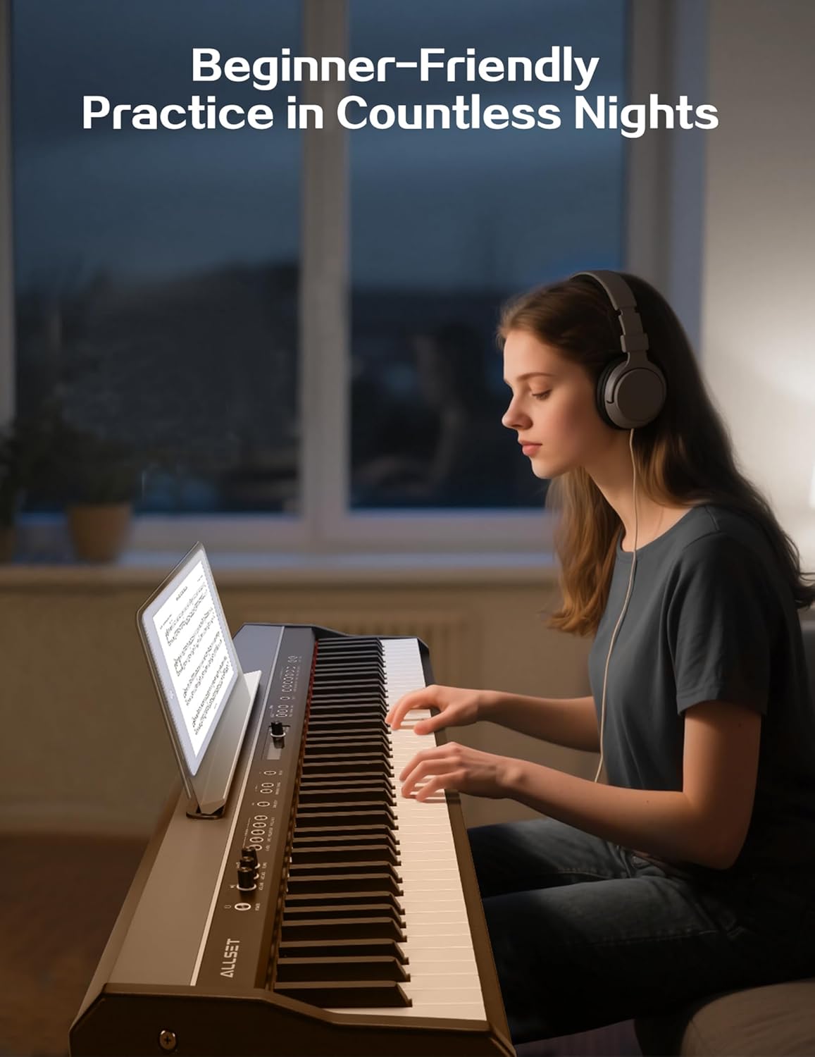 88-Key Digital Piano for Beginners, Professional Full Weighted Keyboard Electric Piano with Hammer Action, Dual Stereo, 3-Pedal, USB/MIDI Connectivity (B-02)