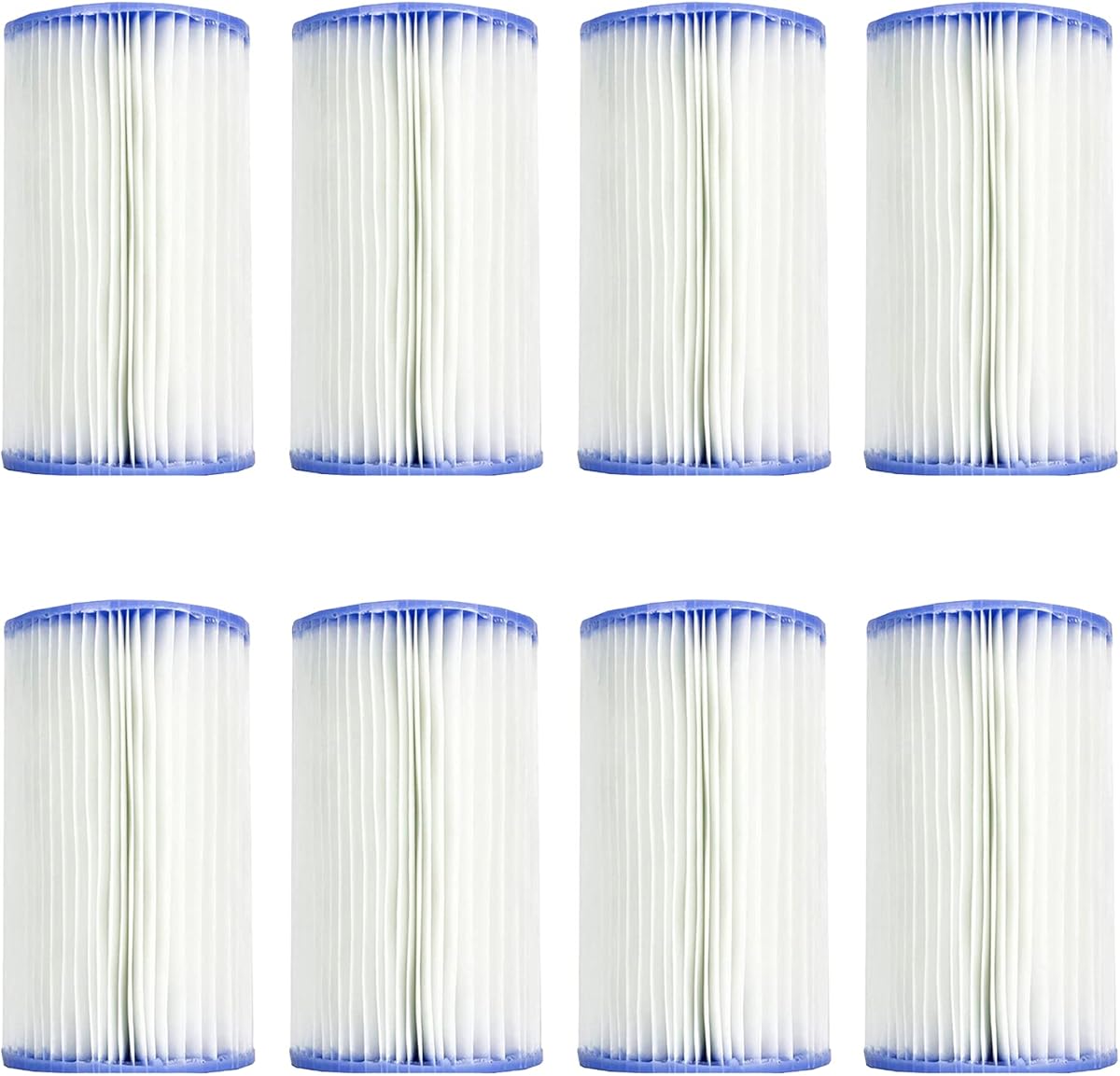 Intex Type B Easy Set Swimming Pool Pleated Replacement Filter Pump Cartridges for 633T, 634T, 634RC, CS8111, and CS8221/CS8231 Series (8 Pack)