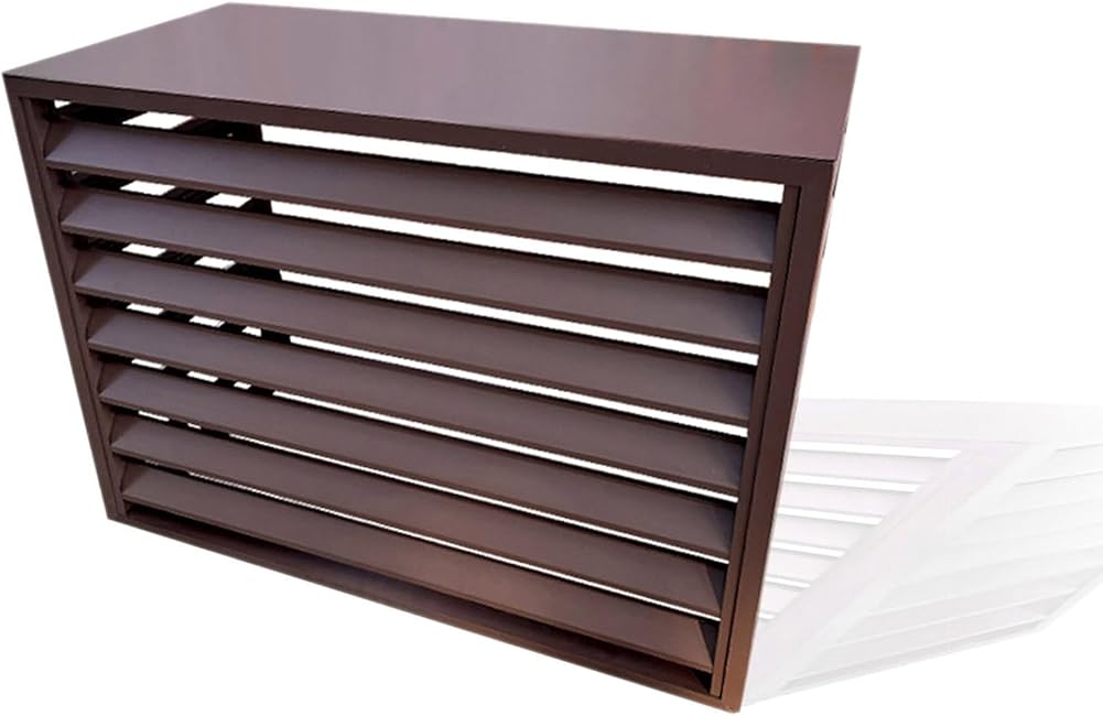 Aluminum Air Conditioner And Heat Pump Cover Hide Air Conditioner Cover For Outside Units Privacy Fence Screens Plant Storage Shelf Shutters Flower Rack Noise Reduction (Color : Br