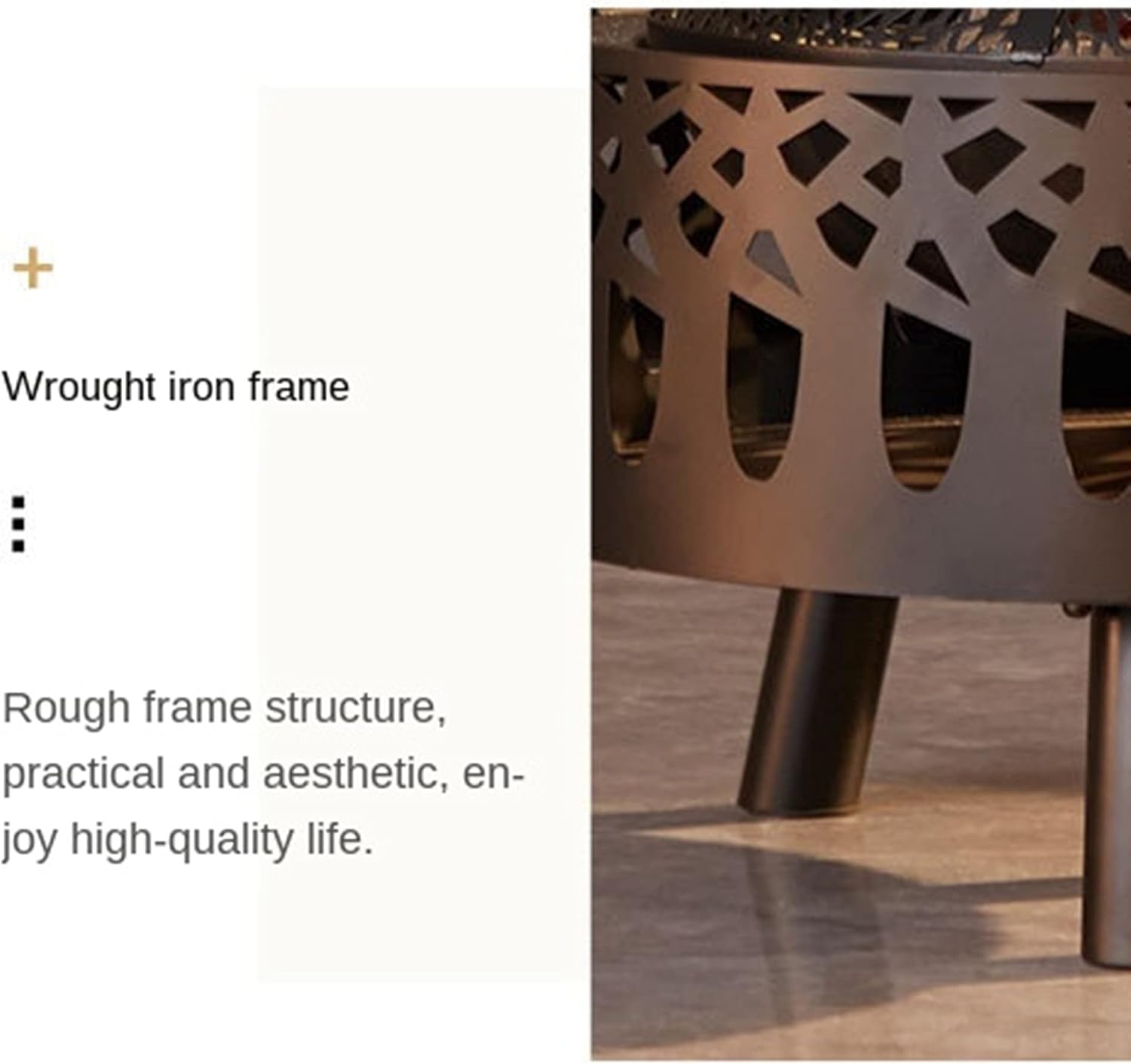 High-end Outdoor Fire Pit w/Spark Screen, Large Bonfire Wood Burning Firepit Bowl, Farmhouse Decorations Fireplace Heating Basin, for Outdoor Backyard Terrace Patio