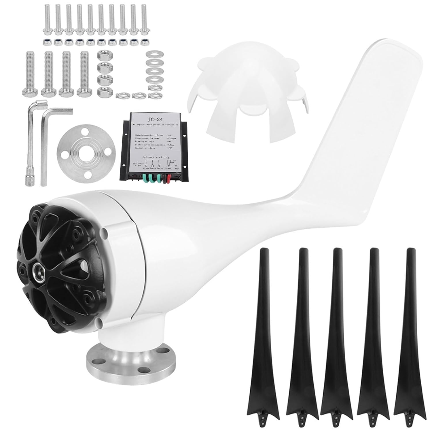 5 Blades Wind Generator, Professional Wind Turbines Kit, 800W 5 Blade Wind Generator, 2.0 M/s Low, Solar and Wind Power Parts and Accessories (24V)