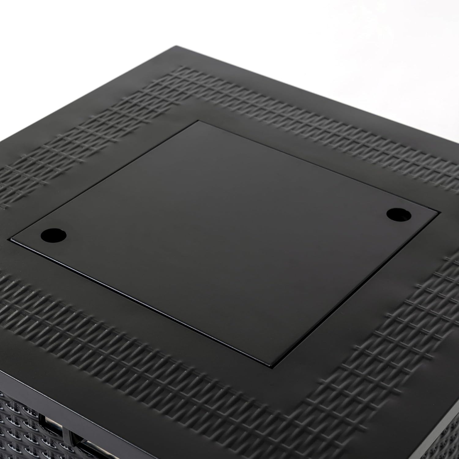 Square 28in Iron Propane Firepit Table 50000BTU Controlled Flame Sturdy Outdoor Multi Function Coffee Dining Bar Table Black