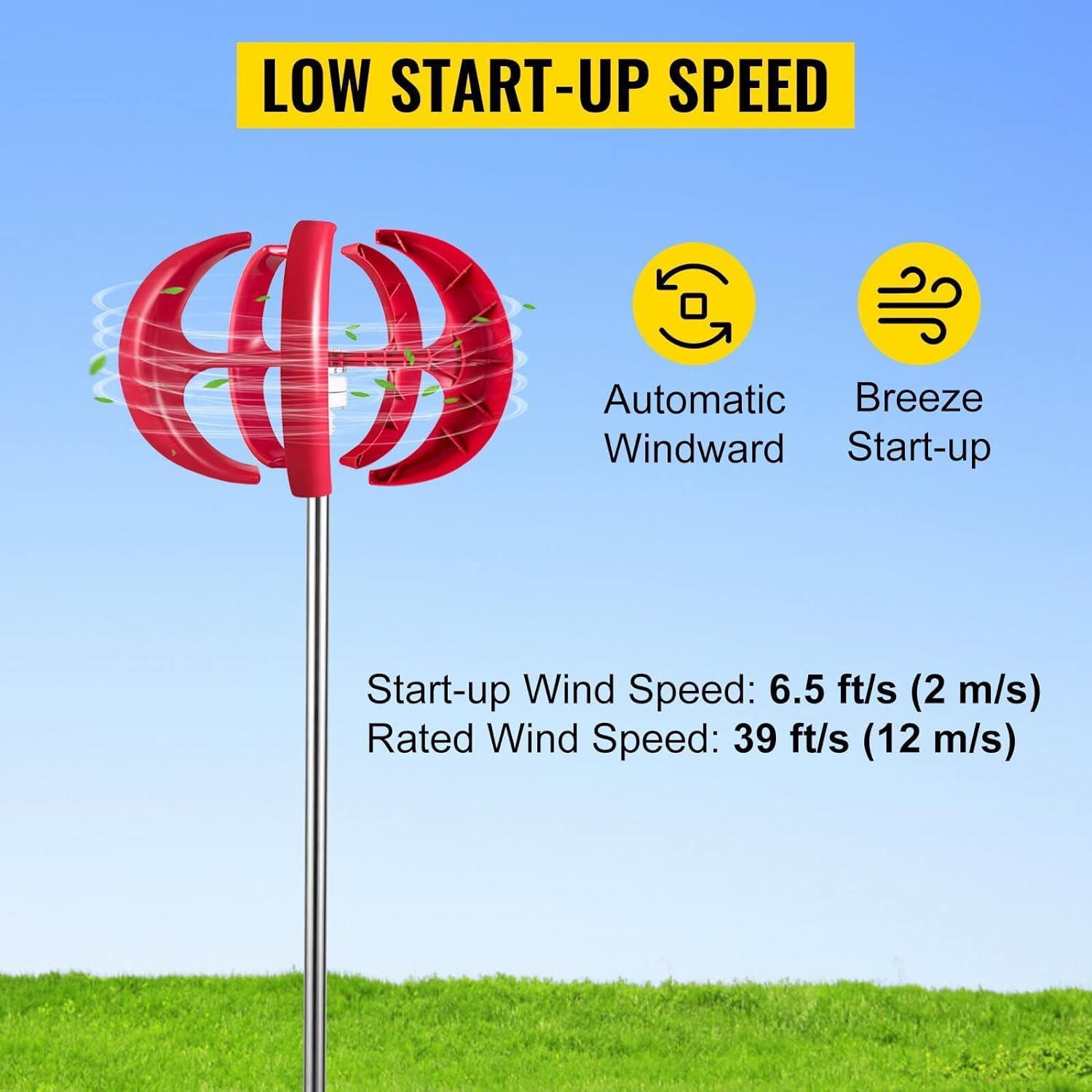 CHRISK 9000W 12V 24V Wind Power Turbine Generator Maglev Generator Vertical Wind Generator with 5 Blade and Controller
