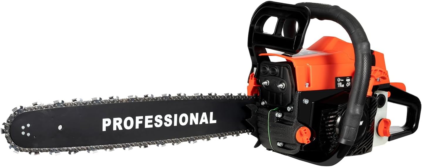 58cc Gas Chainsaw 20 Inch - 2-Stroke Gas Powered Chainsaw Kit for Tree Cutting & Trimming, Include Tool Bag&Fuel Bottle, Ideal for Yard Work and Property Cleanup &Christmas Gift for Dad