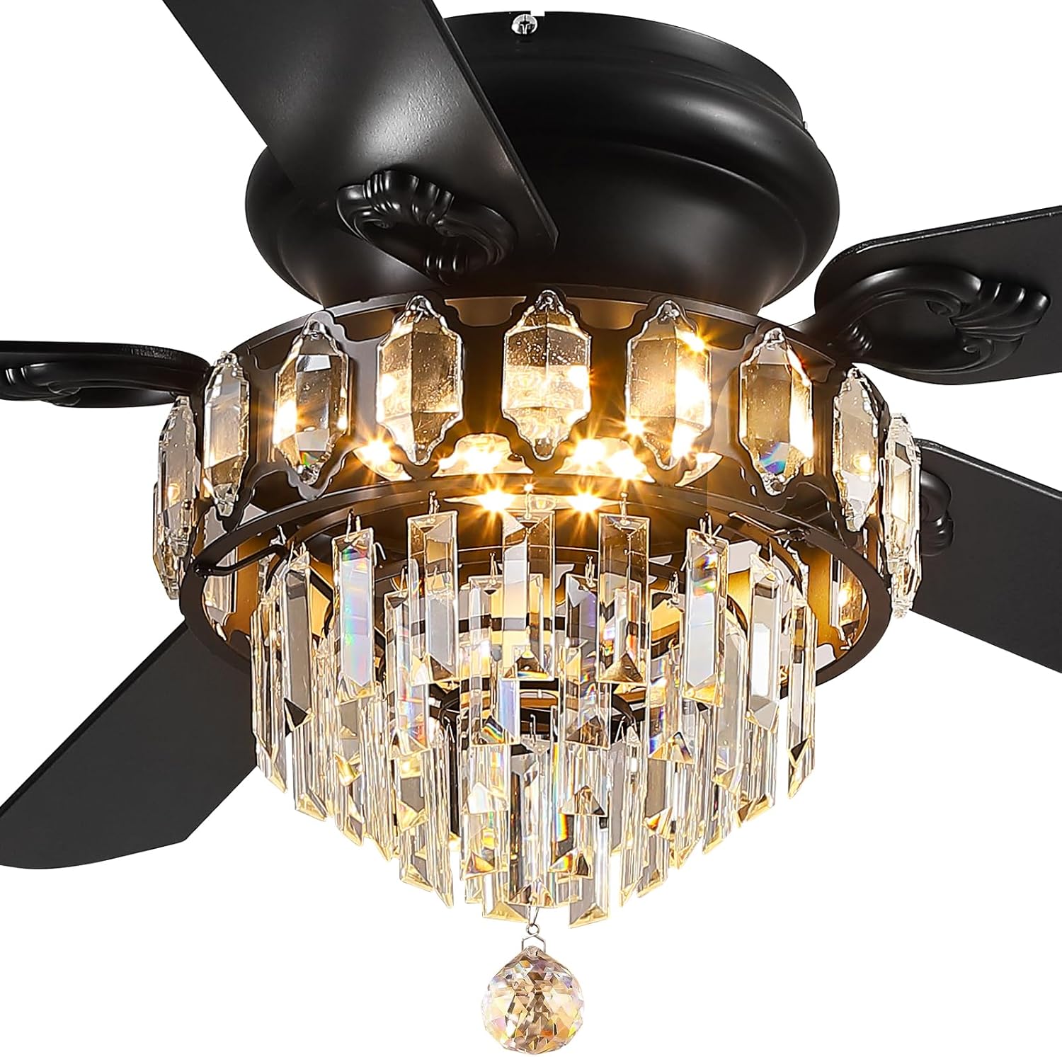 Asyko Crystal Ceiling Fan Fandelier with Lights - 52
