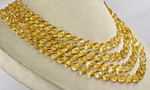 Natural CITRINE HEART SHAPED Beads Necklace 18 INCHES 5-10mm