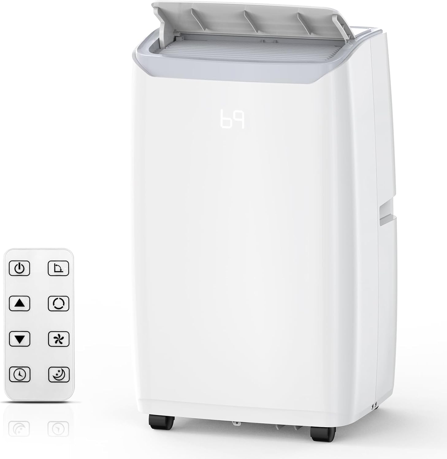 3-in-1 Portable Air Conditioner - 14,000 BTU for Rooms up to 750 Sq.Ft, Fan Mode, Convenient Remote Control, Easy to Move with Wheels, Complete Window Kit Included (White)