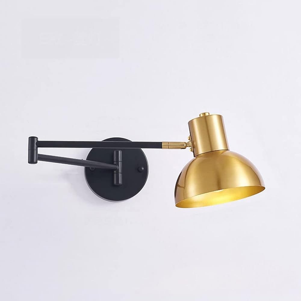 Wall Sconce, Light Industrial Metal Adjustable Sconce Dome Shade E27 Swing Arm Lamps Study Reading Lighting Fixture Bedroom Living Room D5.91in Modern Bedside D