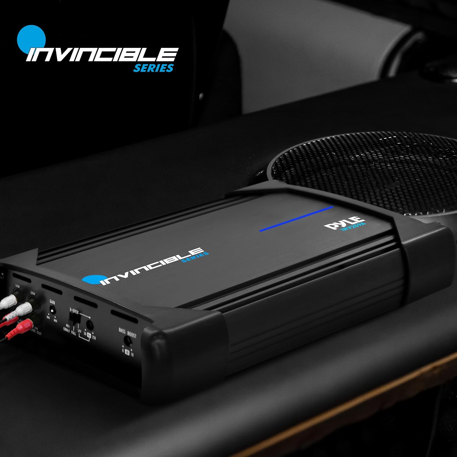 Pyle 2000W 12″ Class AB MOSFET Amplifier – Invincible Series 2-Channel Monoblock Car Audio Amp, High Power Performance with Advanced Protection Circuitry, Compact Design, PWM Power Supply