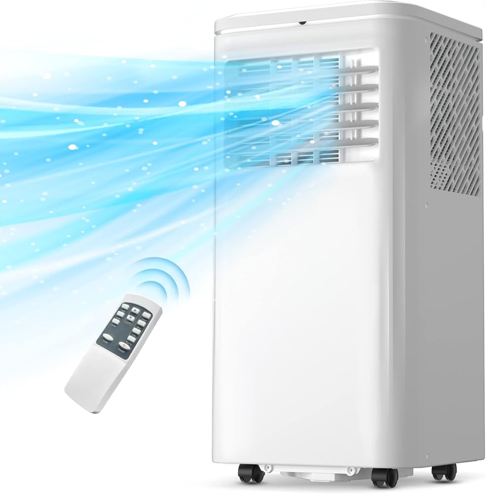 10000 BTU Portable Air Conditioner for Cool Up to 350 Sq.Ft. Large Room, LifePlus 3 In 1 Portable AC Unit w/Dehumidifier & Fan, Auto Swing, 24H Timer & Window Ventilation Kit, Low Noise for Bedroom