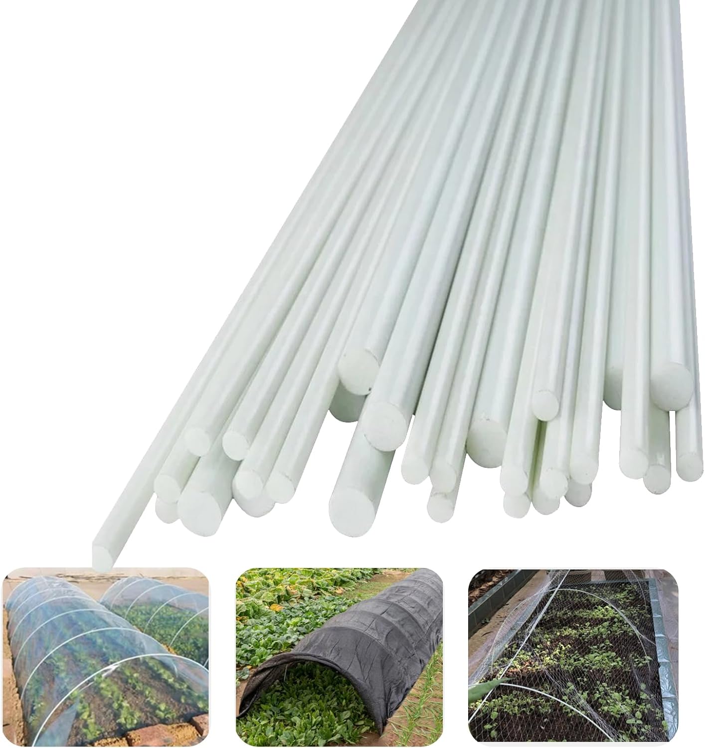 20Pcs Greenhouse Hoops Fiberglass Rust-Free Grow Tunnel, Garden Hoops for Row Cover Protecting Plants Outdoor(Size:6mmX2.8m(9.1ft))