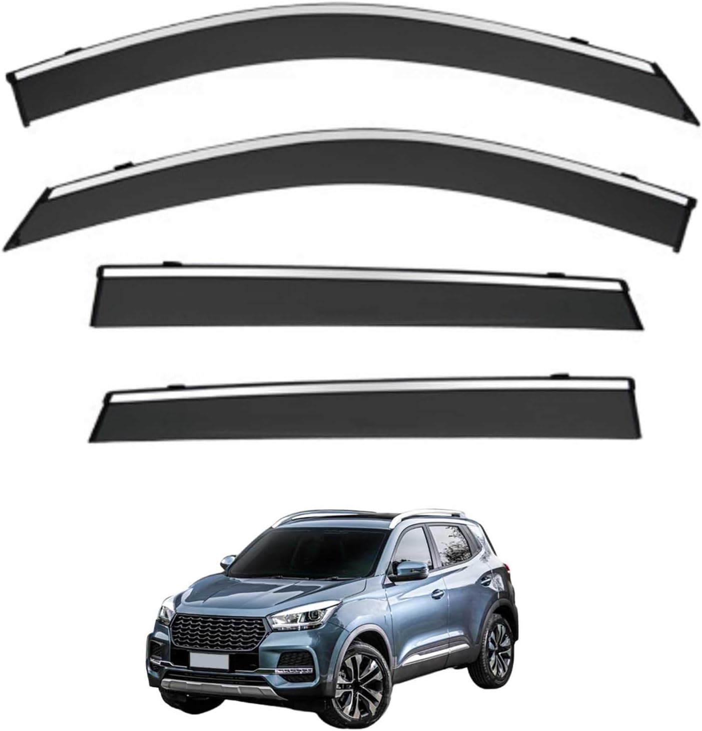 Window Deflectors for DR 5.0 Urban SUV MK1 2017-2024+, Sun Rain Guard Window Visors Vent Shades with Bright Stripes Car Accessories