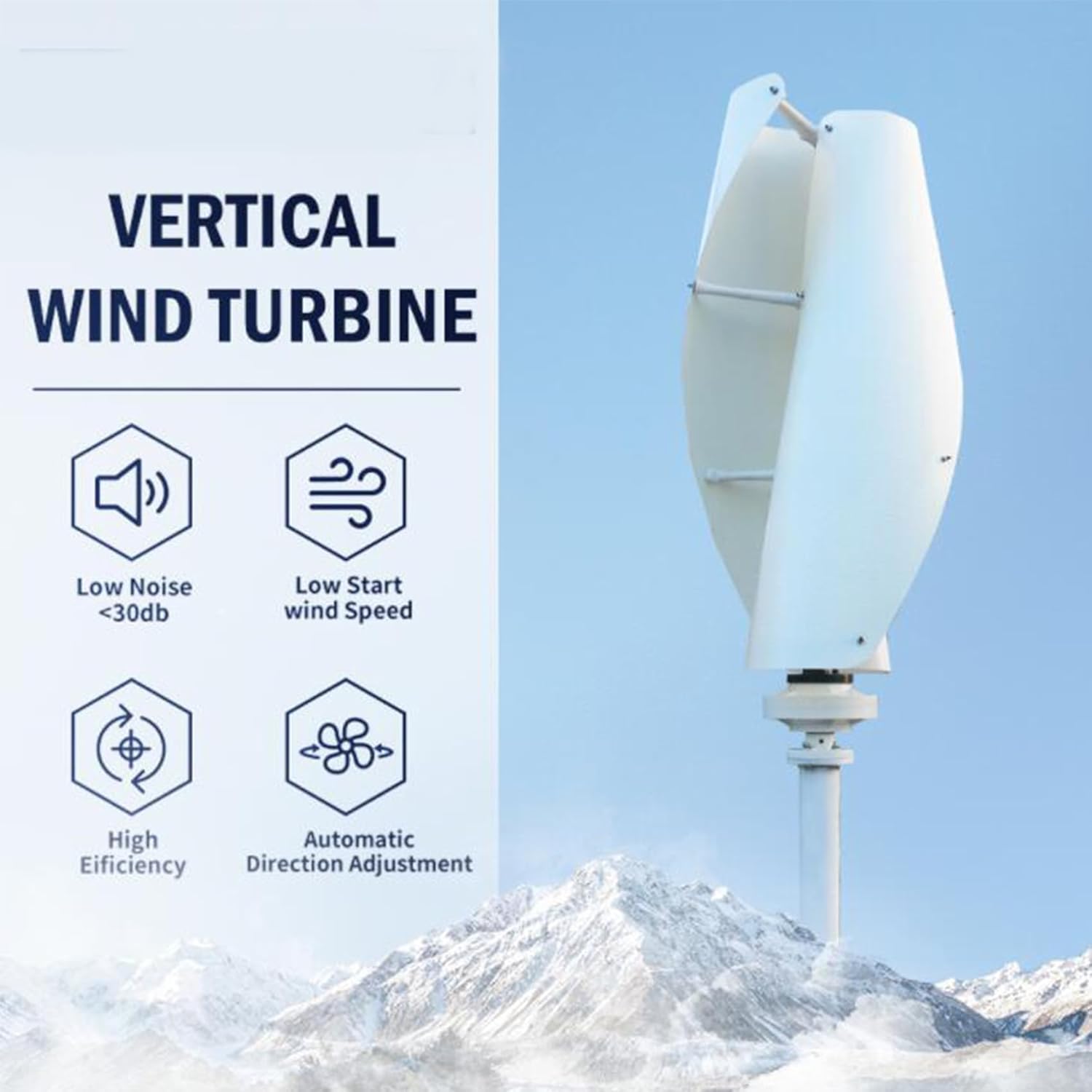 12000W 2 Blades Vertical Axis Wind Turbine 12V 24V 48V 220V High Efficiency Low Noise Maglev Windmill (with MPPT Controller)