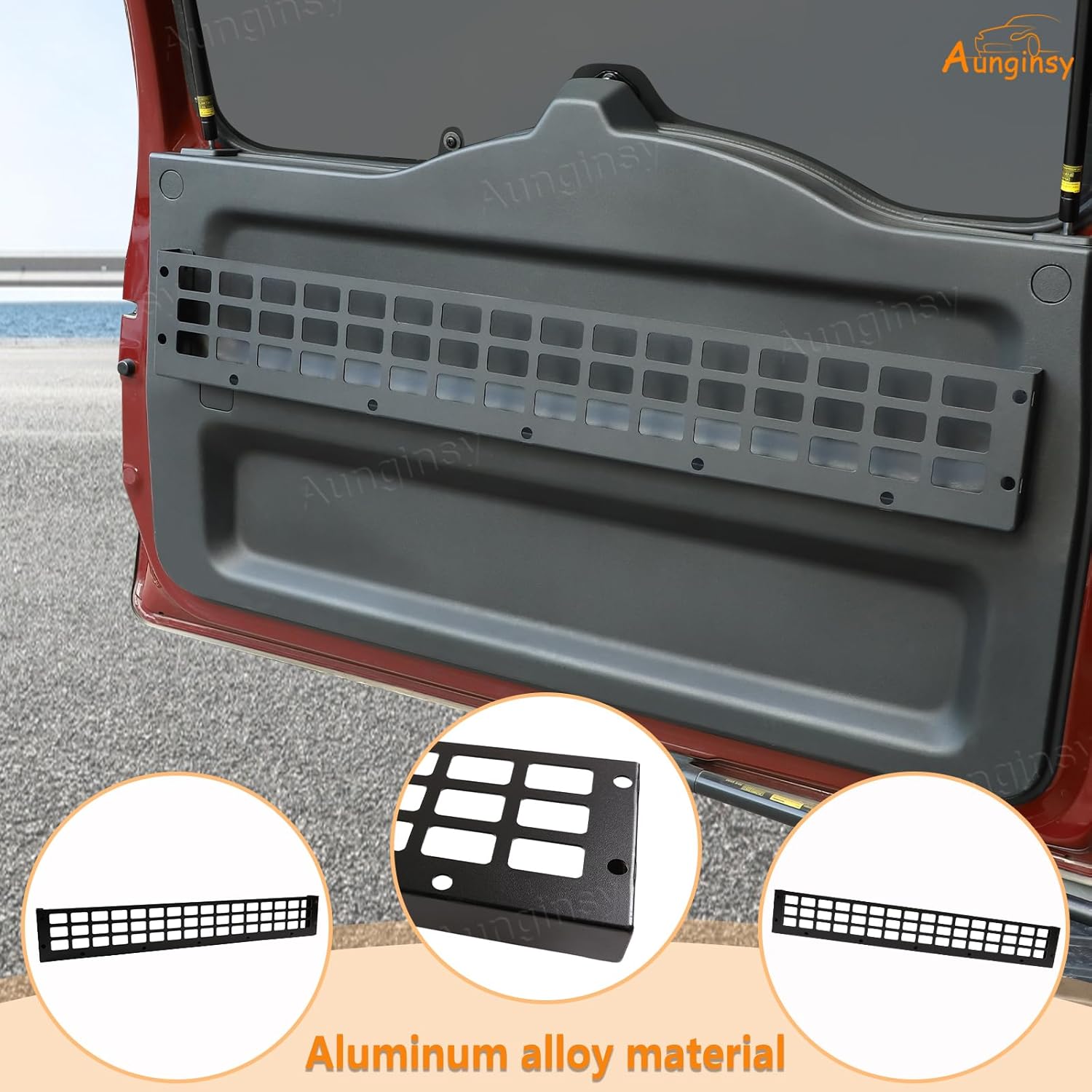 Aunginsy Rear Trunk Door Molle Storage Rack Shelf Compatible with Toyota FJ Cruiser 2007-2021 2022+, Car Tailgate Panel Hanging Organizer Holder, Back Door Storage Bracket Mount Expansion Accessories