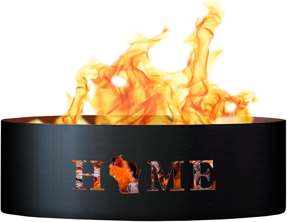 PD Metals HME01748 Home Unpainted 12 in. Tall 48 in. Diameter Outdoor Fire Ring - 48 x 48 x 12 in. - Rustic Black Color