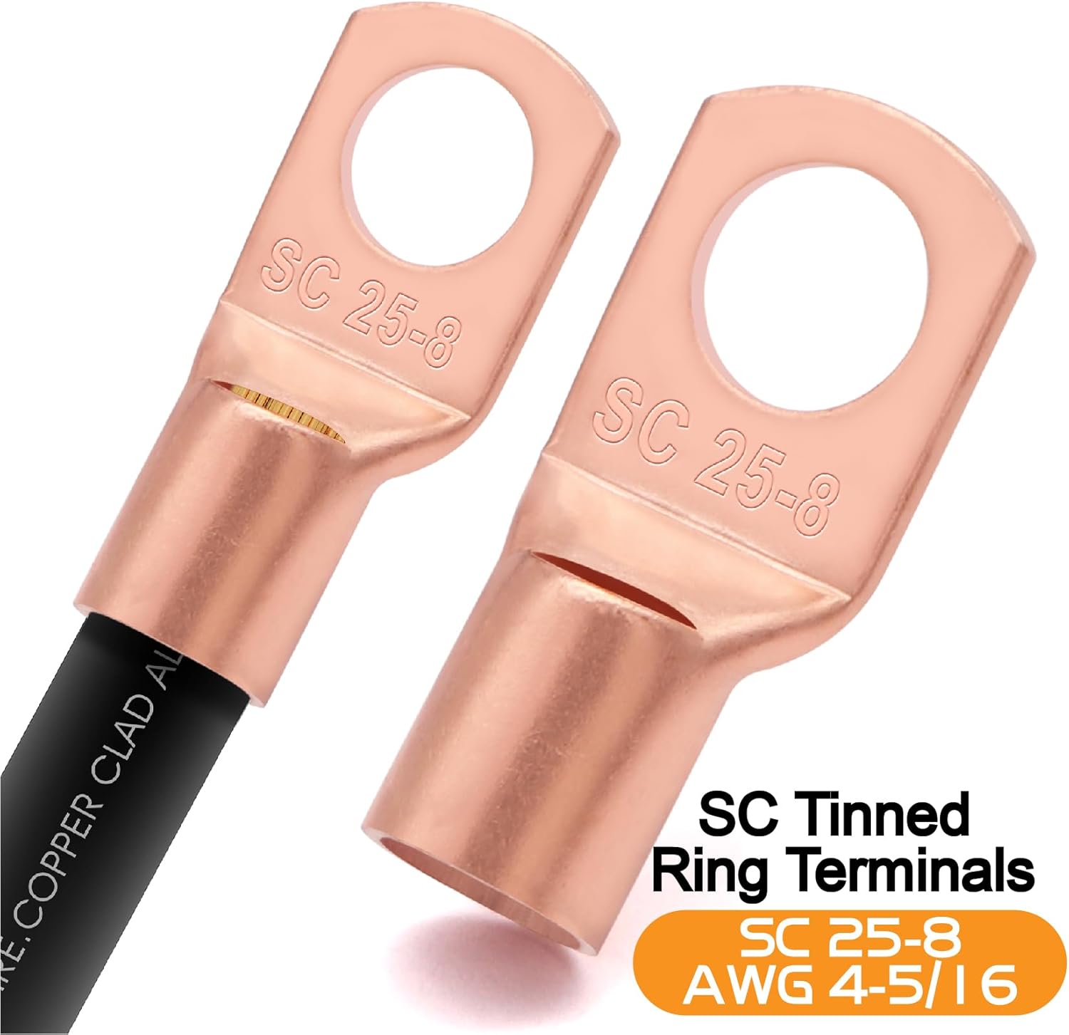 4 Gauge Wire (50FT Black+50FT Red) Copper Clad Aluminum CCA,20PCS Lugs Terminal Connectors,20PCS 3:1 Heat Shrink Tube and a 10 Inch Heavy Duty Cable Cutter