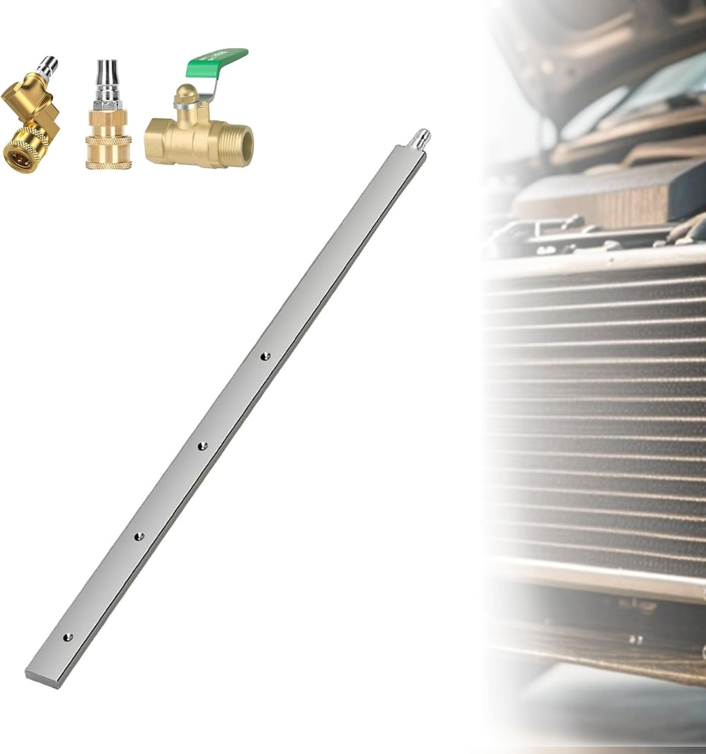 Portable Car Radiator Cleaning Wand, Radiator Flush and Cleaner Tool, Car Water Tank Cleaning Tool, Condenser Cleaning Kit, Efficient Car No-Removal Cleaning Tool with Two 1/4'' Quick Coupler