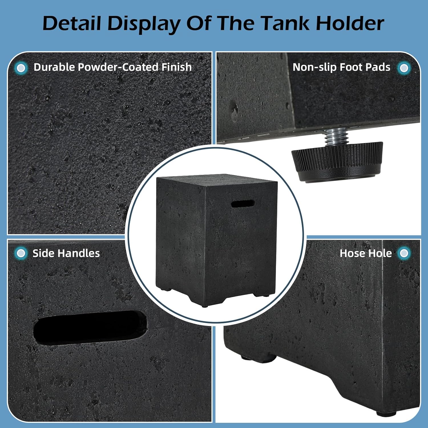 ECOTOUGE 2-Piece Propane Fire Pit, Outdoor Gas Fire Pit Table w/Tank Cover, 30''Auto-Ignition Steel Fire Table, 50,000 BTU Hexagon Concrete Fire Pit w/Weather-Resistant Pit Cover, Lava Rocks, Black