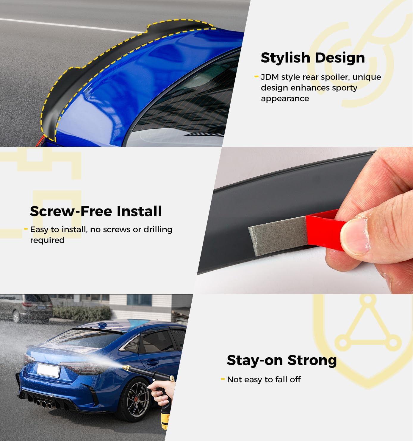 Xprite Rear Spoiler Compatible with 2021 2022 2023 2024 2025 2026 Honda Civic Sedan, JDM Style ABS Rear Trunk Lip Spoiler Wing for 11th Gen Civic – Matte Black