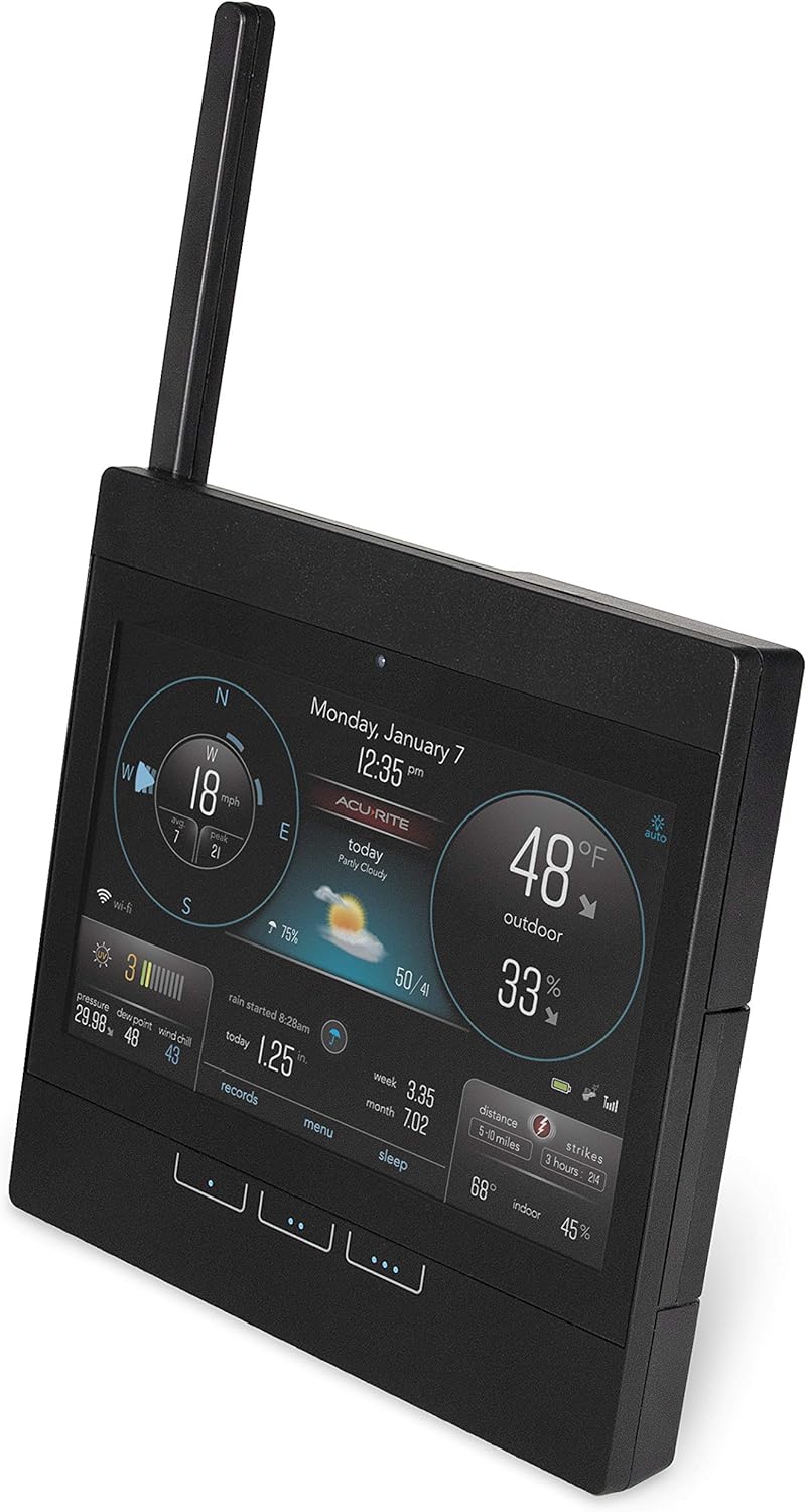 AcuRite Atlas Professional Home Weather Station with WiFi Display and Solar Power Pack for Lightning Detection, Temperature, Humidity, Rain Gauge, and Wind