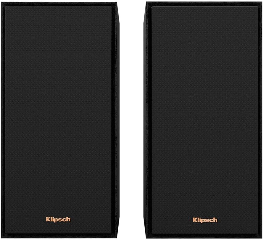 Klipsch Reference R-40PM Powered Bookshelf Speakers - 90-Degree x 90-Degree Tractrix Horn - Linear Travel Suspension - Sleek, Modern Appearance