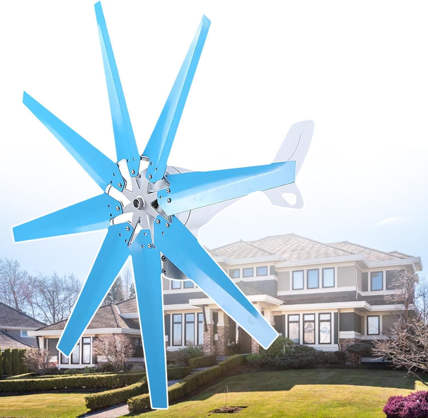 8000W Wind Turbine Generator Kit - 8 Blade Turbo, Flange Connection, Charge Controller, Perfect for Off-Grid & Remote Power - 48V System for Communication & Highway Use