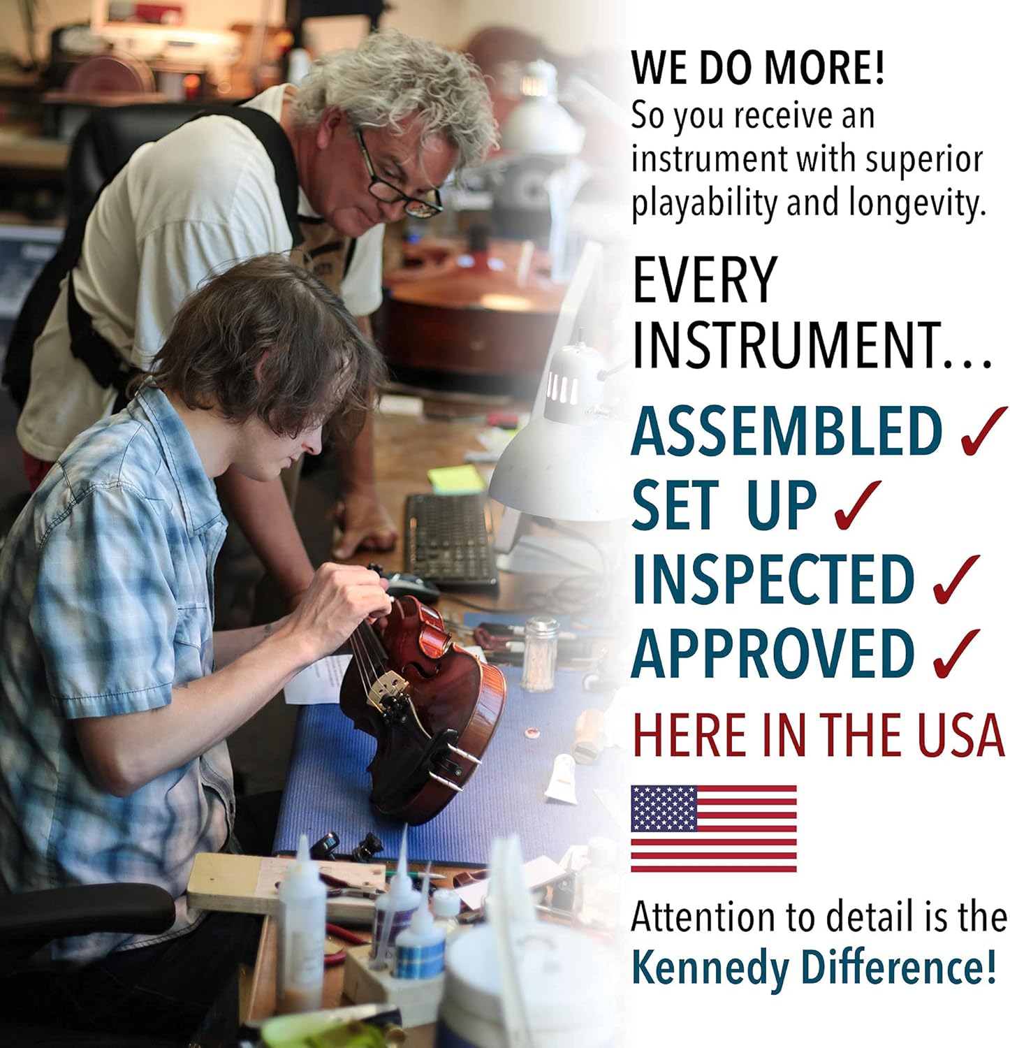 Louis Carpini G2 Violin Outfit 4/4 Full Size - Carrying Case and Accessories Included - Solid Maple Wood and Ebony Fittings By Kennedy Violins