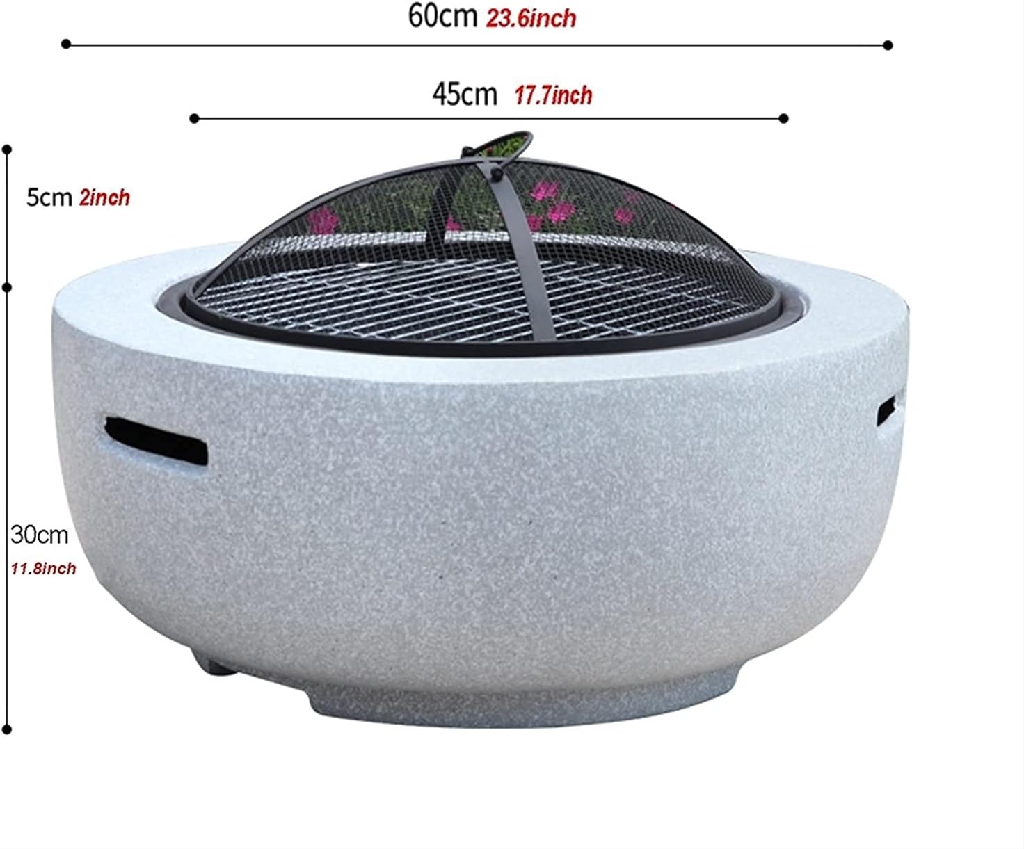 Outdoor Fire Pit Large Garden Terrace BBQ Table, Outdoor Wood Burning Fire Bowl with Sparkle Screen Cover and Poker, Outdoor Fireplace