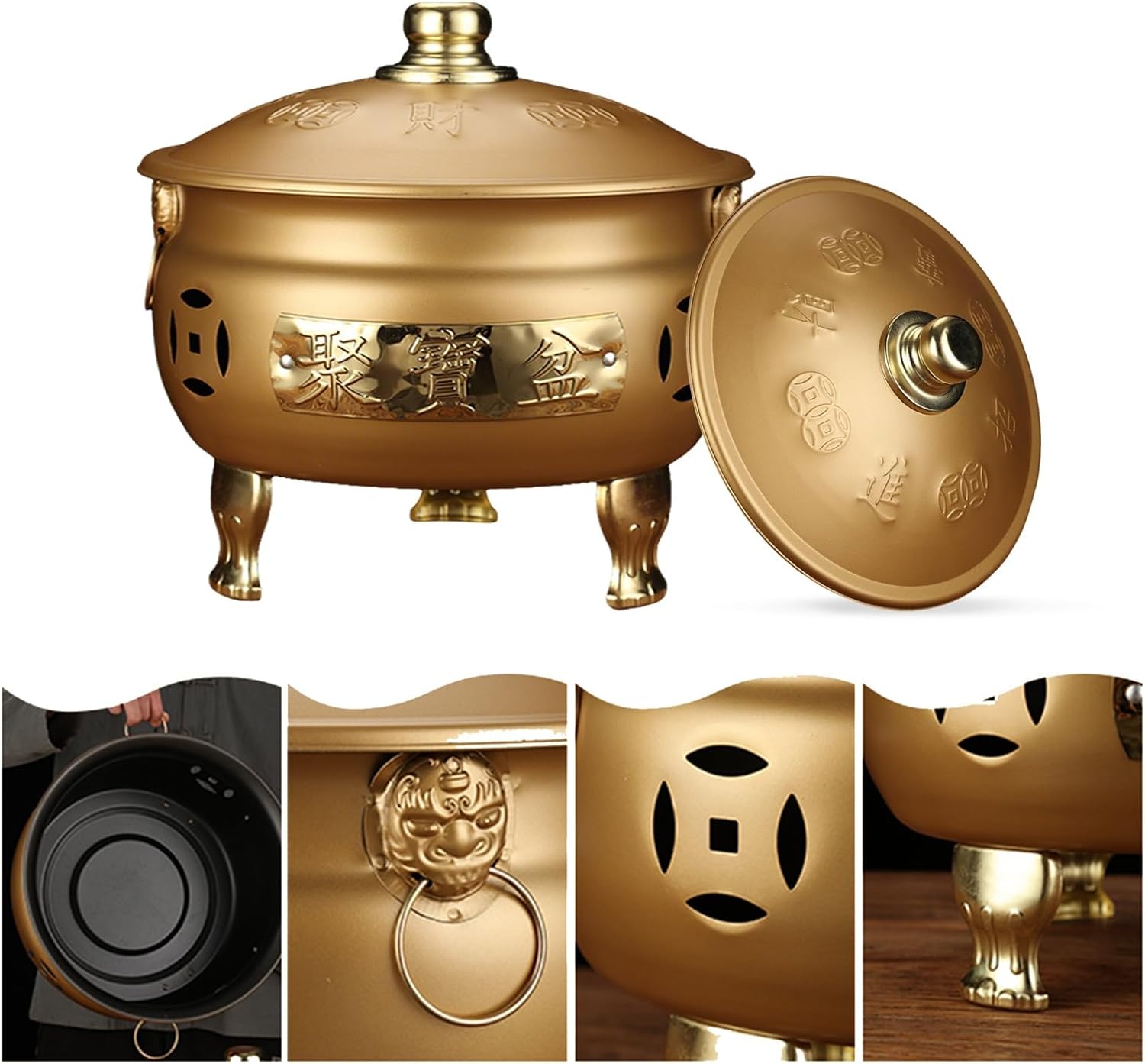 Burn Barrels for Outside for Burning Trash, Metal Barrel with Grid Bracket, Fire Pit for Paper Leaf Courtyard(Gold,Small)