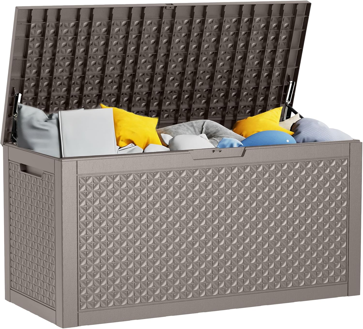 121 Gallon Outdoor Storage Box - Deck Box Waterproof Patio Furniture, Garden Tools, Cushions, Pool Accessories Outside Storage Resin Box, Grey