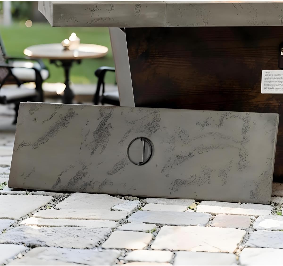 42-inch Rectangle Gas Fire Pit Table, 50,000 BTU Outdoor Firepit with Cement Texture Design & Volcanic Rocks for Patio, Backyard, Garden - Cement Grey