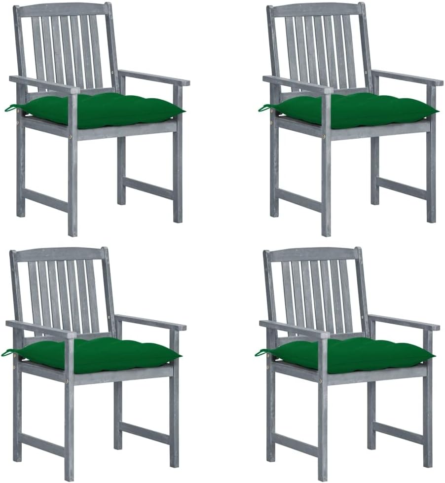 Patio Chair Patio Chairs with Cushions 4 pcs Gray Solid Acacia Wood