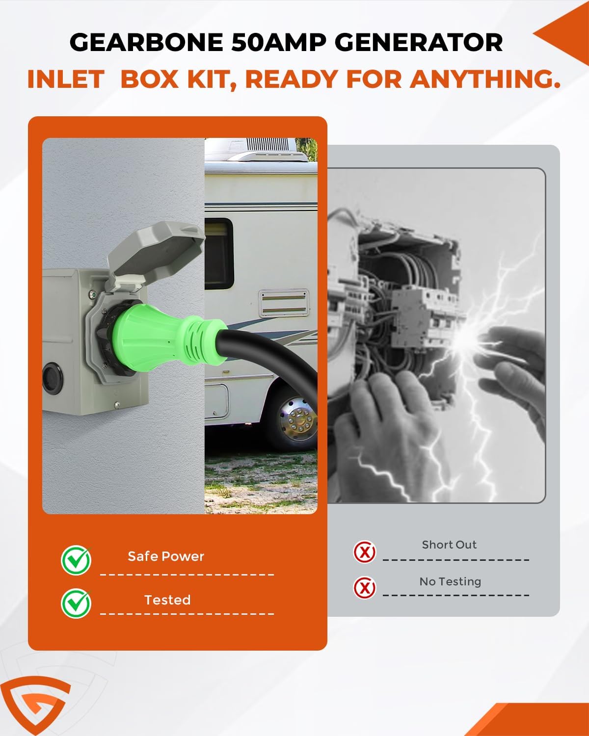 50Amp Generator Cord & Power Inlet Box Kit – 50 Ft Heavy-Duty Twist Lock Extension Cord, NEMA 14-50P to SS2-50R, UL Listed, Waterproof Perfect for Home, RV, Outdoor, and Backup Generator Connection