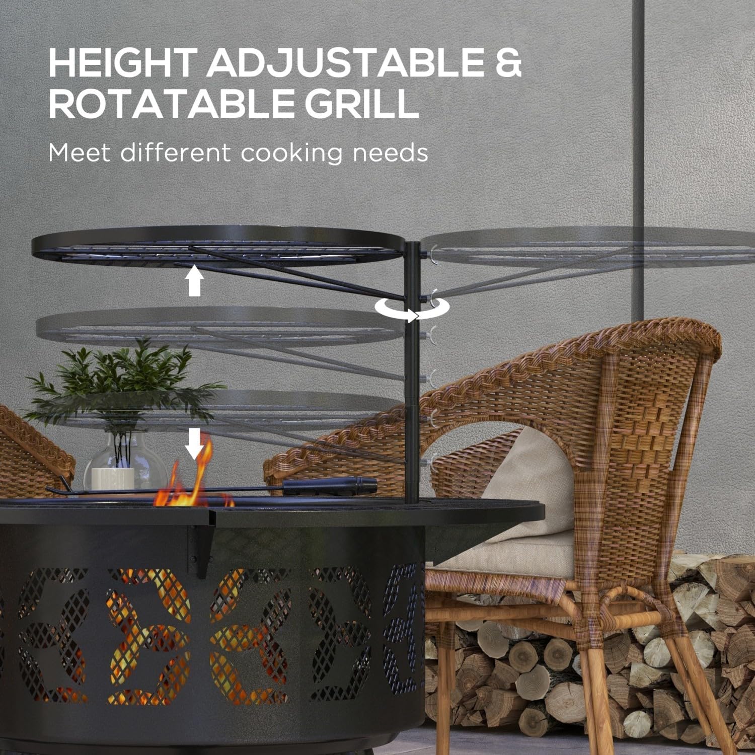 2-In-1 Fire Pit, BBQ Grill & Campfire Stove