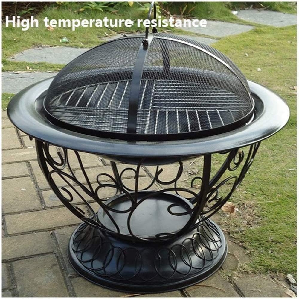 Fire Pits Outdoor Wood Burning Outdoor Fire Pit Deep Bonfire Wood Burning Patio & Backyard Firepit for Outside with Round Spark Screen, Fireplace Poker with Cover BBQ Cooking for Outsid