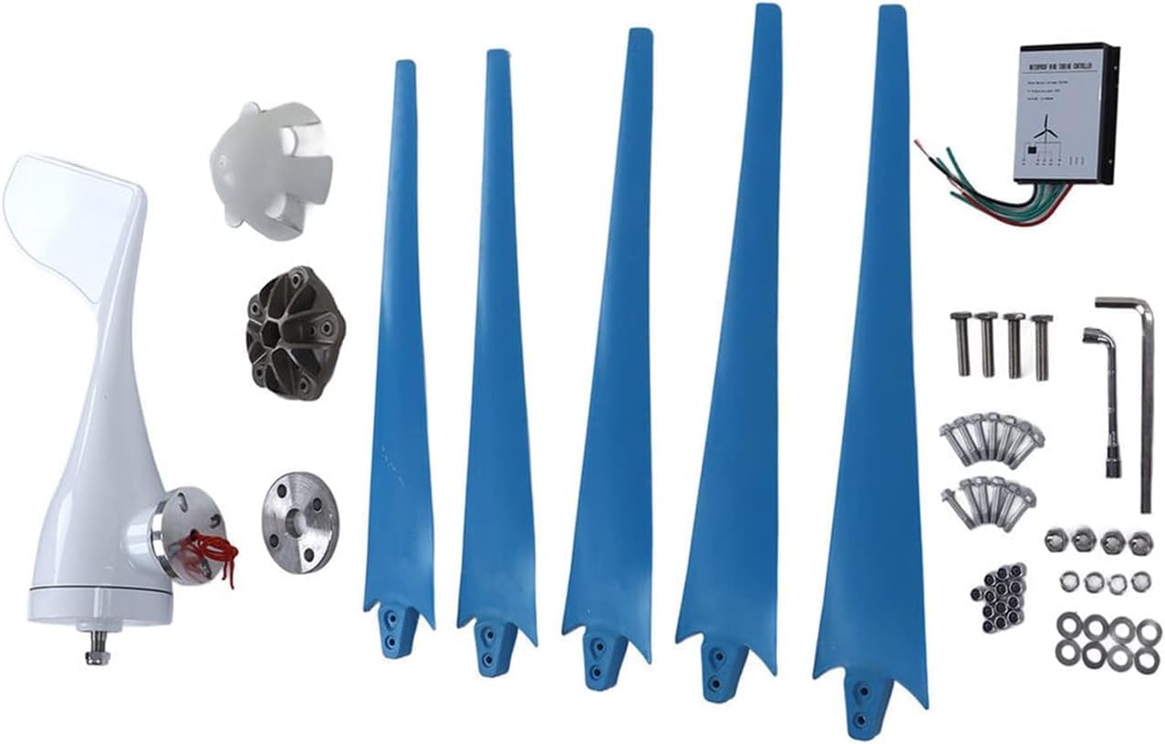 CAJUCA 5000W 5-Blade Wind Turbine with Controller 12v 24v 48v Windmill Generator Nylon Fiber Low Noise Power Supply Wind and Solar Hybrid