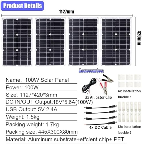 Complete 4000W Solar Inverter Kit with 50A Controller & 100W Panel - Efficient Home & Outdoor Power System, Black, 12V-110V Solar Generator