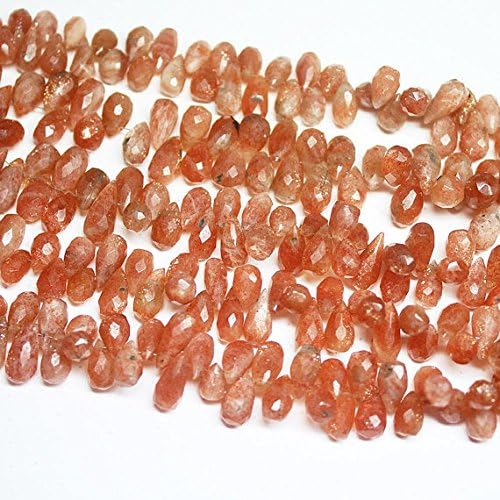 13 inch natural beads strand of 15mm faceted drop sunstone gemstone briolletes beads for DIY jewelry - necklace, bracelet, earring, ring.