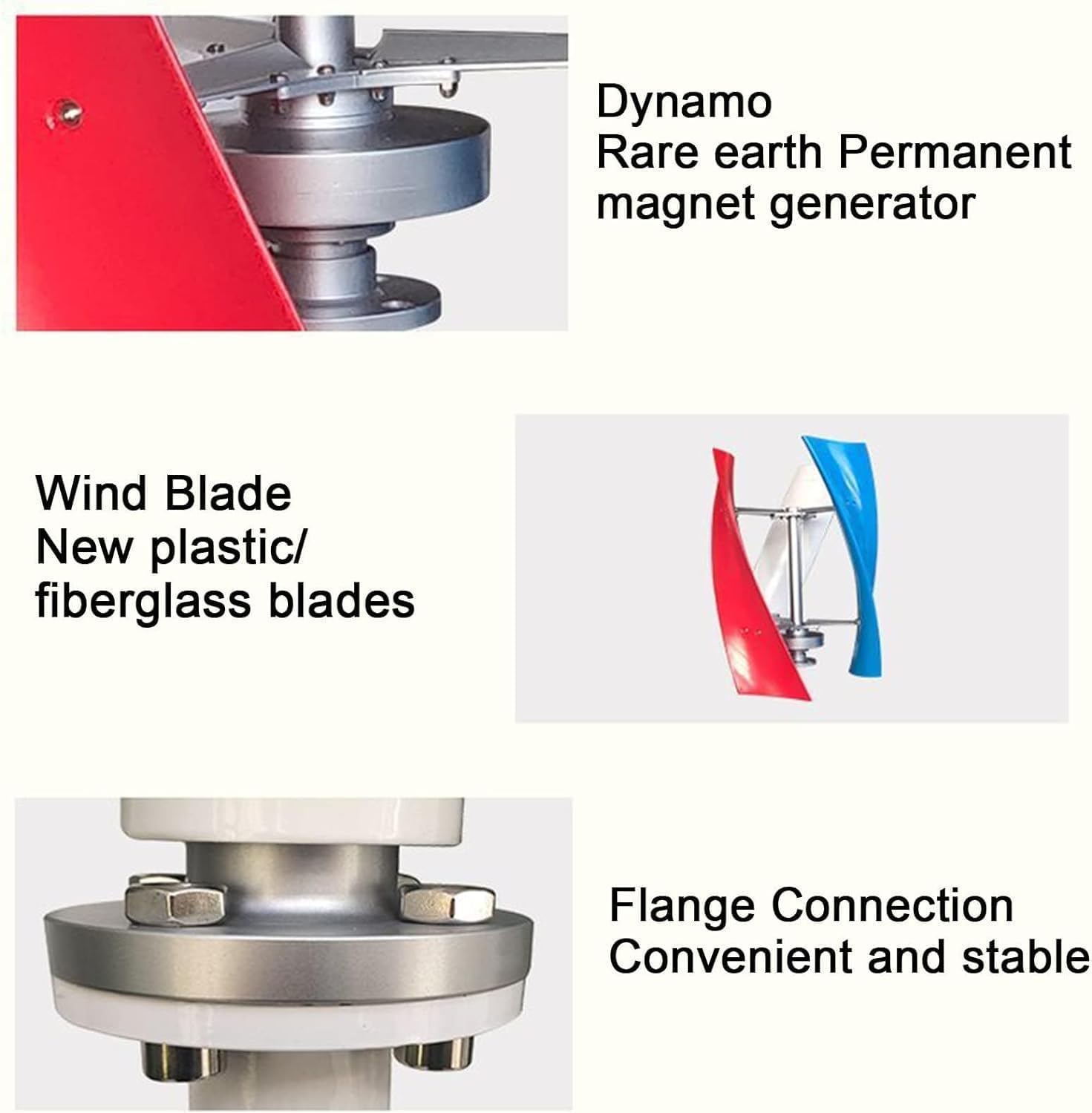 CHRISK Wind Turbine Generator 9000W Kit 3 Blades Wind Power Generator with Controller Vertical Wind Power Turbine Generator Kit